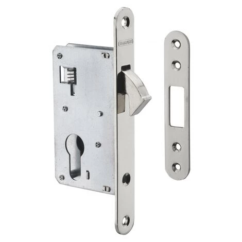 THIRARD - Boitier De Serrure Encastrable à Crochet à Cylindre Pour Porte D'entrée Coulissante, Axe 40mm, Bouts Ronds, Nickelé – Image 2