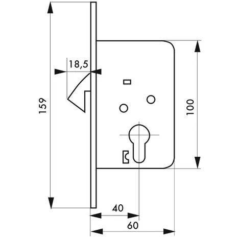 THIRARD - Boitier De Serrure Encastrable à Crochet à Cylindre Pour Porte D'entrée Coulissante, Axe 40mm, Bouts Ronds, Nickelé – Image 3