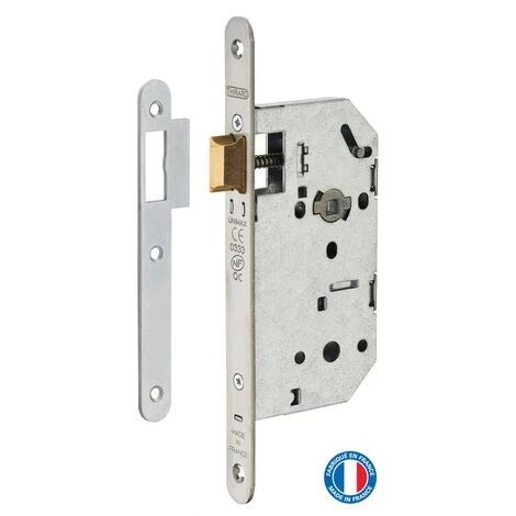 THIRARD - Serrure Encastrable Unimax CE NF QC Pour Porte Intérieur, Axe 50mm, Bouts Ronds, Têtière Inox