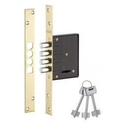 THIRARD - Serrure Encastrable Pour Porte D'entrée, Axe 40mm, 4 Pênes Ronds, Têtière Laitonnée, 3 Clés