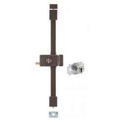 THIRARD - Serrure En Applique Horga A2P* à Tirage Pour Entrée, Droite, 3pts, Transit2 30x65mm, Axe 70mm, Marron, 4 Clés